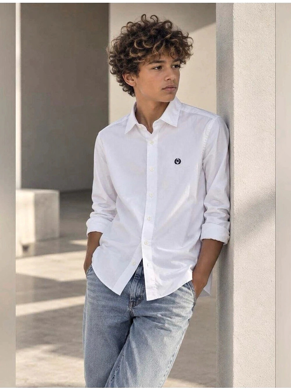 Lauren Ralph Lauren Long-Sleeve Button-Down Shirt with Crest Logo White Size 16